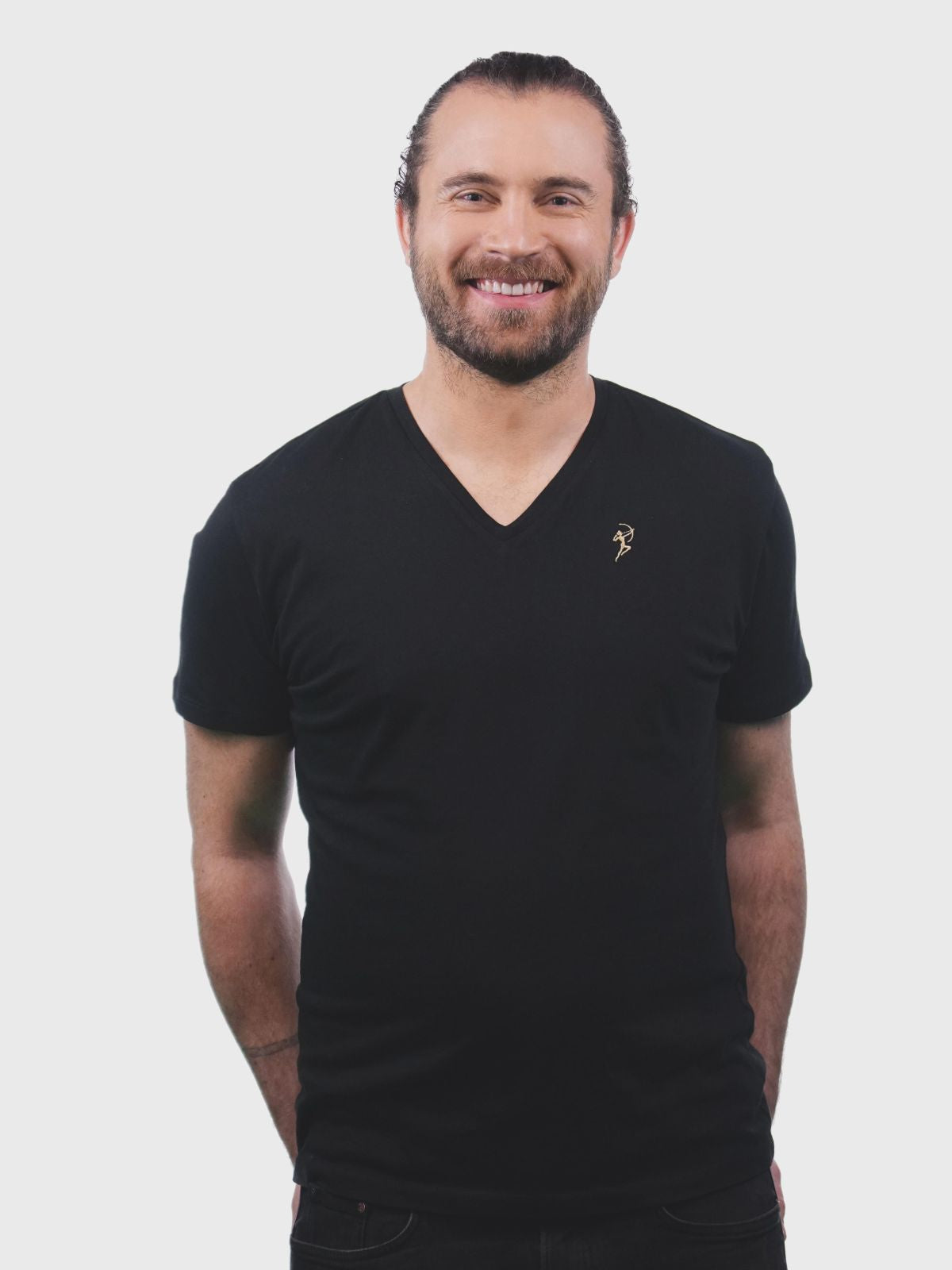Herren T-Shirt V-Neck Black