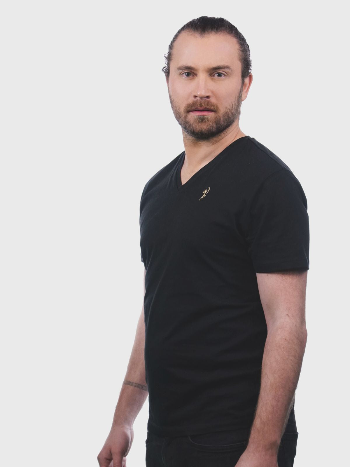 Herren T-Shirt V-Neck Black