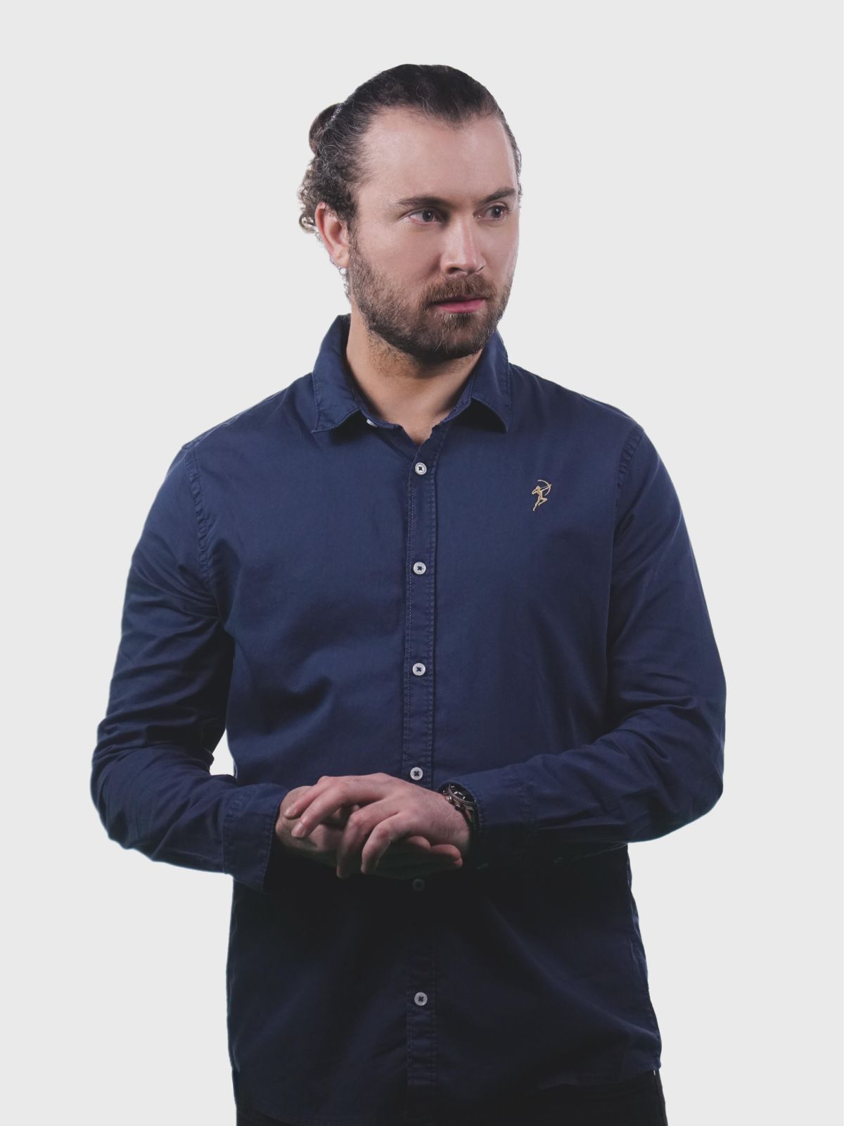 Herren Hemd Washed Navy