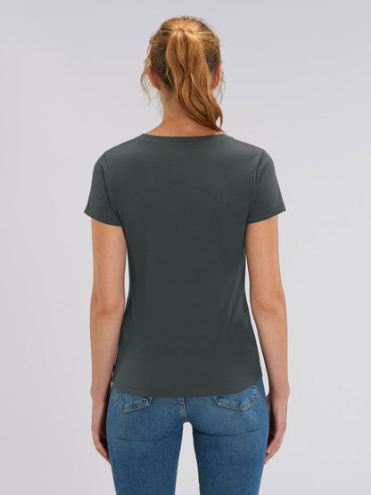Damen T-Shirt V-Neck Anthracite
